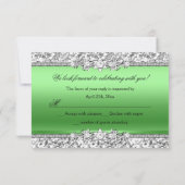 Silver Lime Green Glitter Bow Quinceanera RSVP Kaart (Achterkant)
