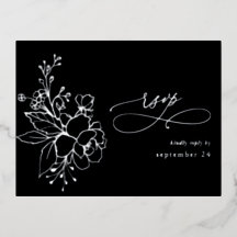 Silver Lined Floral on Black Silver w Meal RSVP 2