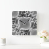 Silver Lines 25th Silver Wedding Jubileum Vierkante Klok (Huis)