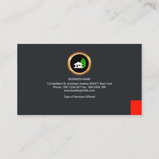 Silver Lining Gray Cement Brick Builder Visitekaartje (Achterkant)