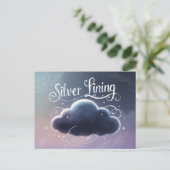 Silver Lining Wolke gemalt Briefkaart (Staand voorkant)