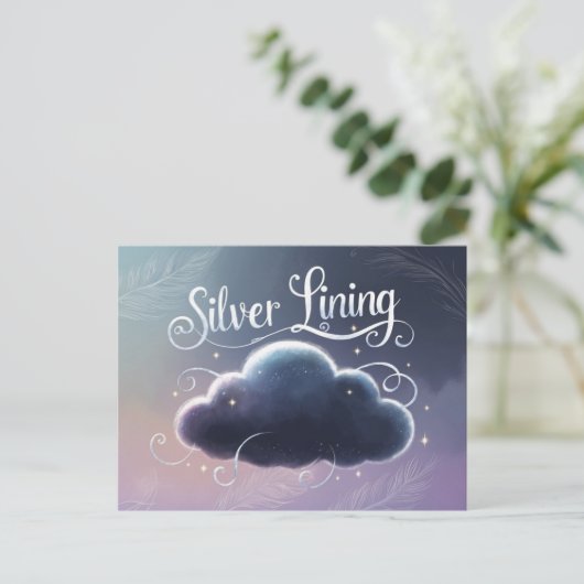 Silver Lining Wolke gemalt Briefkaart (Staand voorkant)