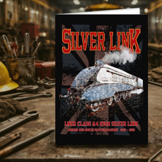 Silver Link LNER Class A4 2509 Locomotive UK flag Bedankkaart