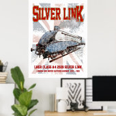 Silver Link LNER Class A4 2509 Locomotive UK flag Poster (Thuiskantoor)