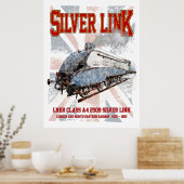 Silver Link LNER Class A4 2509 Locomotive UK flag Poster (Keuken)