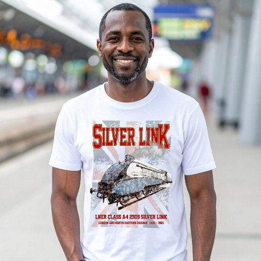 Silver Link LNER Class A4 2509 Locomotive UK flag T-shirt