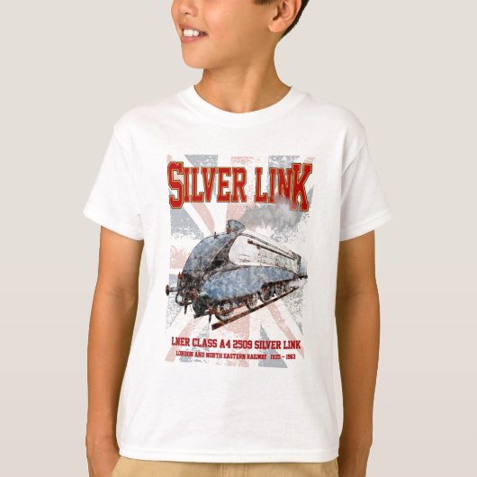 Silver Link LNER Class A4 2509 Locomotive UK flag T-shirt (Voorkant)