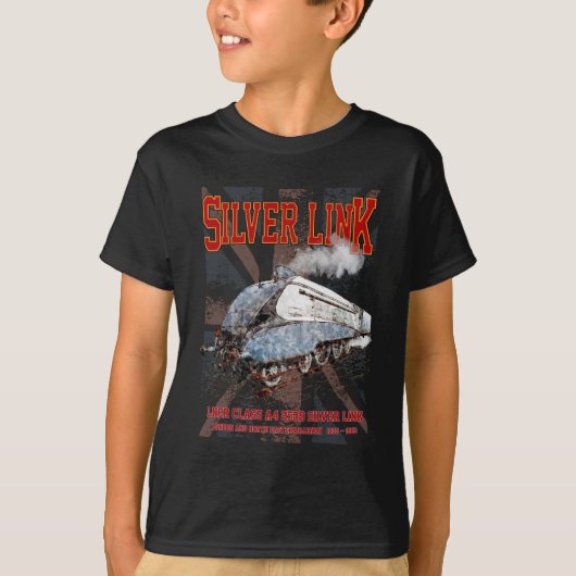 Silver Link LNER Class A4 2509 Locomotive UK flag T-shirt (Voorkant)