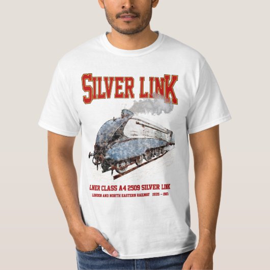 Silver Link - LNER Class A4 2509 Steam Train Loco T-shirt (Voorkant)