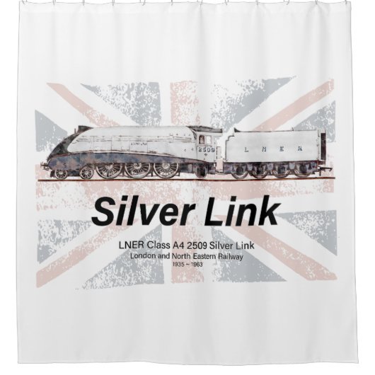 Silver Link LNER Class A4 Locomotive profile flag Douchegordijn (Voorkant)
