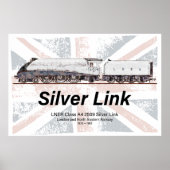 Silver Link LNER Class A4 Locomotive profile flag Poster (Voorkant)