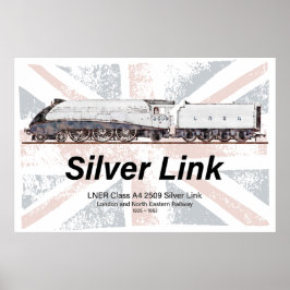 Silver Link LNER Class A4 Locomotive profile flag Poster