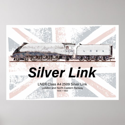 Silver Link LNER Class A4 Locomotive profile flag Poster (Voorkant)