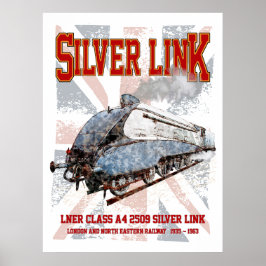 Silver Link LNER Klasse A4 2509 Locomotief UK vlag Poster