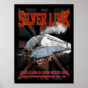 Silver Link LNER Klasse A4 2509 locomotief UK vlag Poster