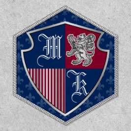 Silver Lion Coat of Arms Monogram Emblem Shield