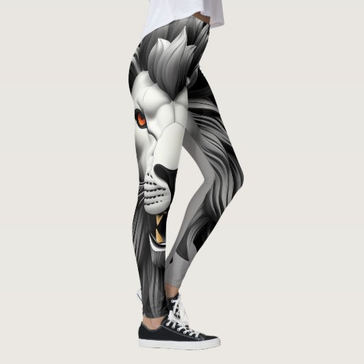 Silver Lions Head Design Leggings (Rechts)