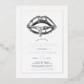 Silver Lips Bat Mitzvah Foto Folie Uitnodiging (Voorkant)