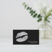 Silver Lips Faux Sparkle Kiss Beauty Makeup Chic Visitekaartje (Staand voorkant)
