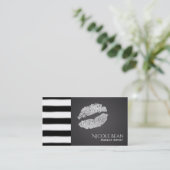 Silver Lips Glam Chic Beauty Salon Makeup Visitekaartje (Staand voorkant)