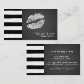 Silver Lips Glam Chic Schoonheidssalon Make-up Visitekaartje (Voorkant / Achterkant)