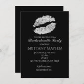 Silver Lips KISS Bachelorette Party Invitation Kaart (Voorkant / Achterkant)