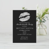 Silver Lips KISS Bachelorette Party Invitation Kaart (Staand voorkant)