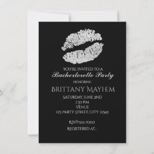 Silver Lips KISS Bachelorette Party Invitation Kaart