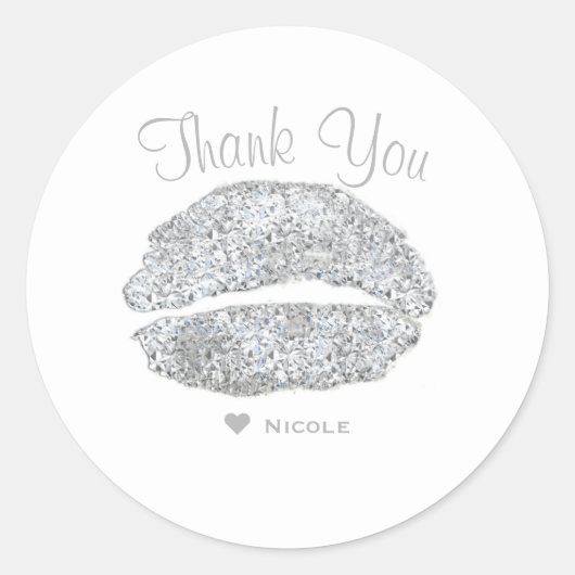 Silver Lips Kiss Makeup Beauty Glam Chic Custom Ronde Sticker (Voorkant)
