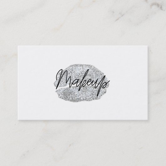 Silver Lips Kiss Makeup Beauty Glam Chic White Visitekaartje (Voorkant)