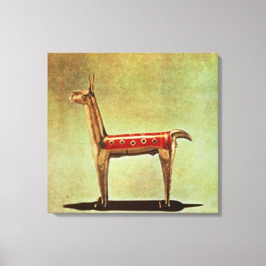 Silver Llama Figurine uit Peru na 1438 Canvas Afdruk (Voorkant)