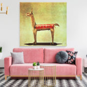 Silver Llama Figurine uit Peru na 1438 Canvas Afdruk (Insitu (Woonkamer))