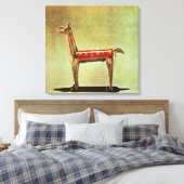 Silver Llama Figurine uit Peru na 1438 Canvas Afdruk (Insitu (Slaapkamer))