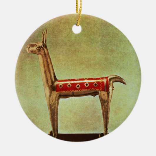 Silver Llama Figurine uit Peru na 1438 Keramisch Ornament (Voorkant)