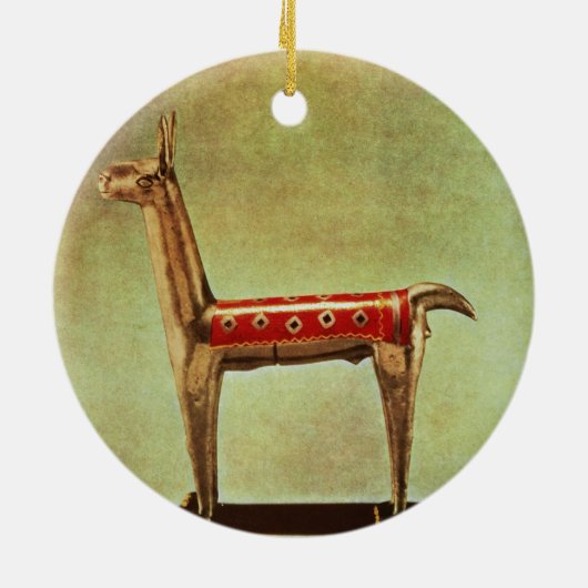 Silver Llama Figurine uit Peru na 1438 Keramisch Ornament (Achterkant)