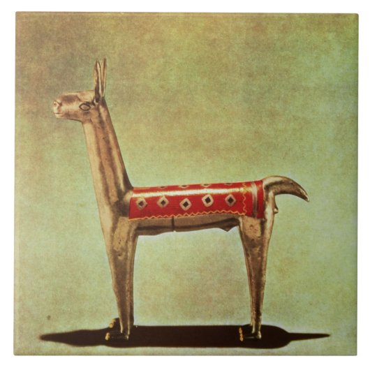 Silver Llama Figurine uit Peru na 1438 Tegeltje (Voorkant)