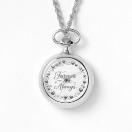 Silver locket watch "Forever Always" with heart de Horloge