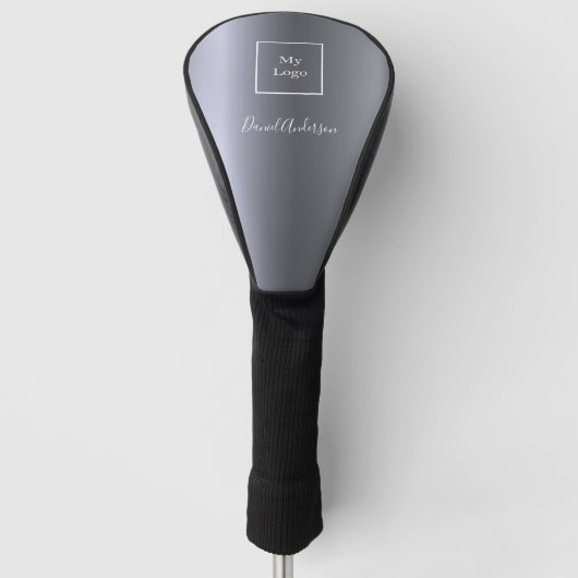 Silver logo bedrijf, metaal naamscript golfheadcover (Voorkant)