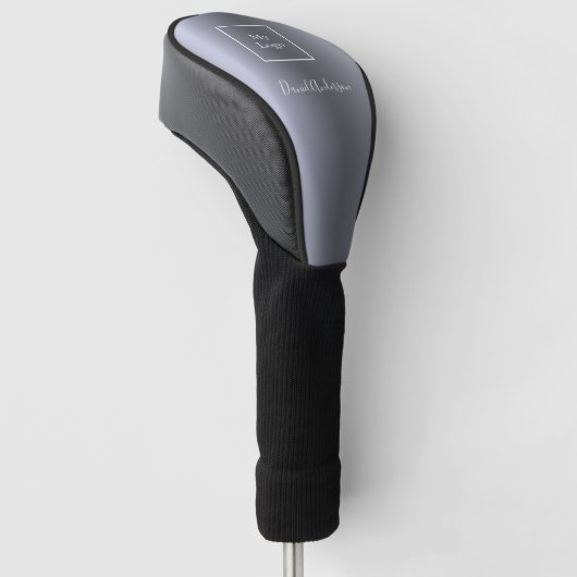 Silver logo bedrijf, metaal naamscript golfheadcover (Schuin)