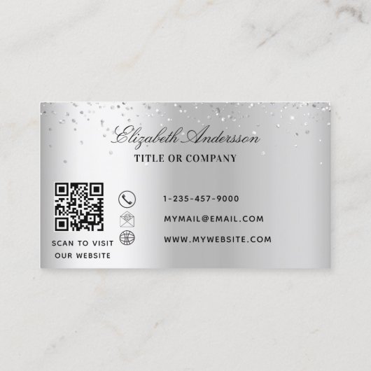 Silver logo QR-code Visitekaartje (Achterkant)
