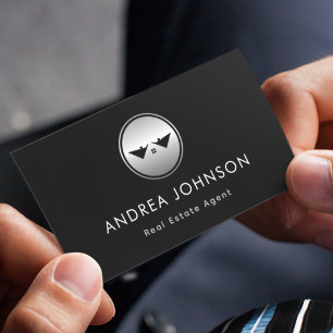 Silver Logo Real Estate Foto Qr Code Social Media Visitekaartje