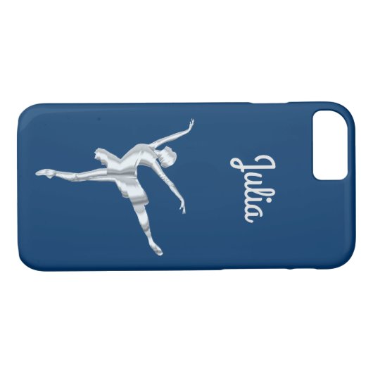 Silver look ballerina in Midnight Blue Case-Mate iPhone Case (Achterkant (Horizontaal))