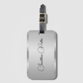 Silver Look Calligrafie Script Name Sjabloon Bagagelabel (Voorkant (verticaal))