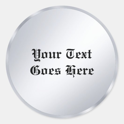 Silver look Classic Old Style Text Calligraphy Ronde Sticker (Voorkant)