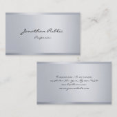Silver Look Elegant Calligrafie Script Modern Visitekaartje (Voorkant / Achterkant)
