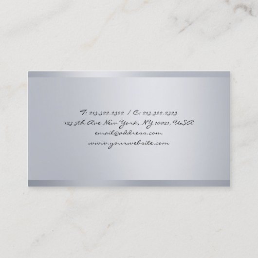 Silver Look Elegant Calligrafie Script Modern Visitekaartje (Achterkant)