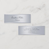 Silver Look Elegant Handgeschreven Script Sjabloon Mini Visitekaartje (Voorkant / Achterkant)