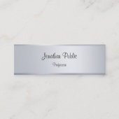 Silver Look Elegant Handgeschreven Script Sjabloon Mini Visitekaartje (Voorkant)