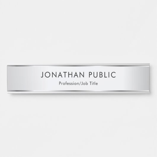 Silver Look Elegant Modern Sjabloon Klant Deurbordje (Voorkant)