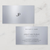 Silver look Elegant Moderne Monogram Professional Visitekaartje (Voorkant / Achterkant)
